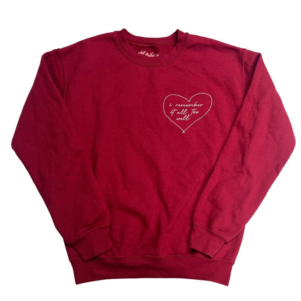 Girl Tribe Co All Too Well Heart Red Crewneck Sweatshirt Small
